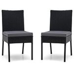 COSTWAY 2 Piece Rattan Garden Dining Chairs, PE Wicker Patio Chairs with Seat Cushions, All-Weather Outdoor Furniture Bistro Chair for Balcony, Backyard, Deck and Poolside