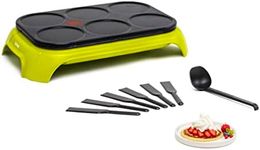 Tefal PY5593 Crep'Party Colormania Crepemaker | Plate with 6 Crepe Cavities | Thermal Spot Temperature Indicator | Includes 6 Spatulas and a Trowel | Yellow/Black