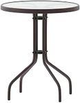 Flash Furniture Bellamy 23.75'' Round Tempered Glass Metal Table, Bronze