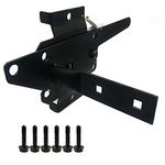 LAJIAOZ Heavy Duty Automatic Post Mount Self-Locking Gate Latch Black Finishing Hardware Wooden Fence Latches for Pool Gate Latch,Garden Gate Safety Latch,Vinyl Fence,Use to Secure Pool/Yard/Garden