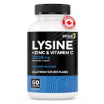 RENEW ACTIVES L-Lysine 3000mg per Serving 3 Tablets with Zinc & Vitamin C – Supports Immune Function, Collagen Formation, Antioxidant Support, Healthy Skin, Hair, & Nails – Made in Canada – 60 Tablets
