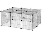 PawHut Pet Playpen Small Animal Cage, 16 Panels, Portable Metal Wire Fence with Door for Bunny, Guinea Pig, Chinchilla, Hedgehog, Each Panel Size 14" x 18"