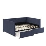 DHP Theo Urban Daybed with Storage Drawers, Full, Blue Linen Bed