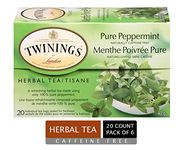 Twinings Pure Peppermint Herbal Revive Individually Wrapped Tea Bags | Naturally Caffeine-Free | 20 Count (Pack of 6) | Enjoy Hot or Iced