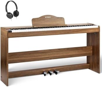 STRICH Digital Piano 88 Keys, Hammer-Action Weighted Keyboard, Full size Electric Piano Keyboard with Furniture Stand, 25Wx2 Speakers, Supports USB-MIDI/Wireless Connect, SDP-300W (Color Walnut Wood)