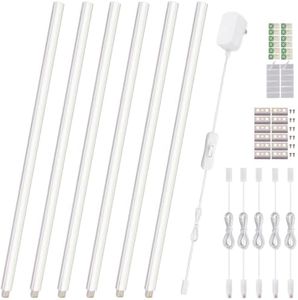 Cefrank Éclairage LED sous les armoires, 6 pièces, 30 cm, rampes lumineuses connectables sans soudure pour armoire, cuisine, étagère, établi, éclairage d'armoire, 1200 lumens, blanc 6000 K