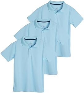 3 Pack: Boy's Active Athletic Polo Shirt Teen Boys Dri Fit Boy Shirts Polos Button Uniform Kids Tee Short Sleeve Golf Tennis Clothing Black Performance School Dress Casual Tops - Set 3, L (10/12)