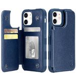 Arae Compatible with iPhone 12 Case and iPhone 12 Pro Case - Wallet Case with PU Leather Card Pockets Back Flip Cover for iPhone 12/12 Pro 6.1 inch - Blue