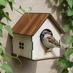 Deskart Wooden Bird House | WallPatch Wooden Bird Nest for Balcony, Window and Garden | Suitable for Sparrow and Kingfisher etc. Birds