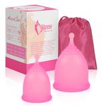 ACWOO Menstrual Cup, 2PCS Medical Grade Silicone Period Cup (S & L Size), Soft Comfortable Reusable Menstruation Cups, Feminine Care Hygiene Products, Better Alternative to Sanitary Pads & Tampons