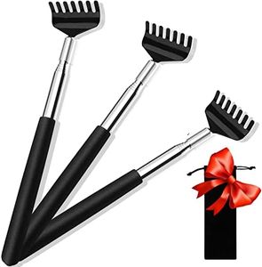 (3-Pack) Black Telescopic Back Scratcher, ELASO Portable Extendable Stainless Steel Back Scratchers for Men Women with Beautiful Carry Bag