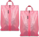 Bagail Shoe Bags for Travel,2 Set Shoe Bag for Storage in Closet,Transparent Shoe Packing Organizers with YKK Zipper (L 17"x10"x5", Coral 2pcs)