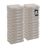 24 PC Wash Cloths Bathroom Set -100% Cotton Highly Absorbent Washcloths Bulk, Premium Spa & Hotel Quality Wash Clothes - Platinum