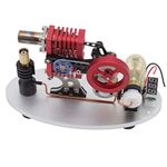 Stirling Engine Model,Stirling Engine Motor Model Kit with LED Lamp,Double Piston Rocker Arm Linkage Mini Stirling Engine Motor Model for Children Science Projects, Physics and Machine Learning