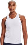 Under Armour Womens HeatGear Racer Tank Sleeveless, White (100)/Metallic Silver, Small US