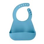 NumNum Silicone Bib for Babies & Toddlers | Waterproof, Soft, BPA Free 100% Food Grade Silicone | Self Feeding, Adjustable Fit, Unisex (Blue)