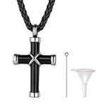 Ashes Urn Necklace Men Women Memorial Keepsake Christian Jewelry Black Cross Locket Pendant Cremation Necklace