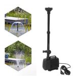 Jainsons Pet Products Fountain Pump V1000F With Mushroom and Blossom Spray Head Fountain Kit For Pond, Garden, Rockery Pond Decoration Koi Pond Aquarium Fountain Pool Garden 40 W, F.MAX: 2000 L/H