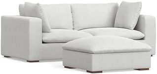 SIMPLIHOME Jasmine Sofa, 88 inch - 2 Seater Sofa and Ottoman Sofa Set, Cloud Grey