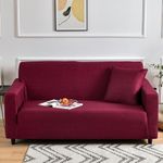 Story@Home Sofa Cover 3 Seater | Elastic Sofa Cover | Polyester | (190 x 230 x 50 cm, Wine Red) Durable and Stylish Anti Slip Sofa Cover, Anti-Slip Sofa Cover for Living Room