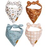 Remy+Roo Large Spring Dog Bandanas - 4 Pack Emily Set | Premium Durable Adjustable Polyester Fabric | Patented Shape Girl Dog Bandana, Floral Dog Bandana