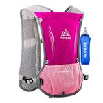 AONIJIE 5L Outdoor Sport Multifunctional Camping Backpack Cycling Running Climbing Hiking Hydration Vest Pack with 500ml Soft Flask (Rose Red, One Size)