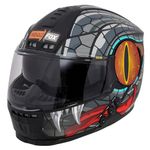 HEADFOX Mamba H4 Smart Bluetooth Helmet with Strap ON | Calls | Music | Voice AsstI Navigation Double Visor (Matt Grey, L)