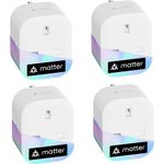 Meross Matter Smart Plug Mini with Energy Monitoring, Works with Apple HomeKit, Alexa, Google Home, SmartThings, WiFi Plug with Voice Remote Control, 13A, 4 Packs