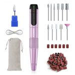 HEBECA Electric Nail Drill Cordless, 12 in 1 Professional Nail File Buffer Drill Machine for Natural Acrylic Gel Nails, Rechargeable Metal Manicure Pedicure Kit for Beginners Home Use Rose Gold