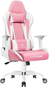 PUKAMI Pink Cute Kawaii Gaming Chair for Girl Ergonomic Desk Racing Office Chair Adjustable High Back Game Chair Swivel Leather Chair with Lumbar Support and Headrest