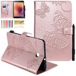 Galaxy Tab A 8.0 2018 Case, Dteck Slim Fit Embossed Butterfly Pattern PU Leather Folio Stand Case with Card Holders Cover for Samsung Galaxy Tab A 8 inch 2018 Release SM-T387 Tablet, Rose Gold