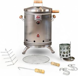 (16 Pound) 2-in-1 Smoker Barrel Vertical Grill - Premium 304 Stainless Steel - Barril Charcoal BBQ Thermometer & Ventilation - Cooking Accessories Meat Kit - Portable Outdoor, Camping - QUE ASADOR
