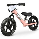 KRIDDO Toddler Balance Bike 2 Year Old, Age 18 Months to 5 Years Old, 12 Inch Push Bicycle with Customize Plate (3 Sets of Stickers Included), Gift Bike for 2-3 Boys Girls, Pinka