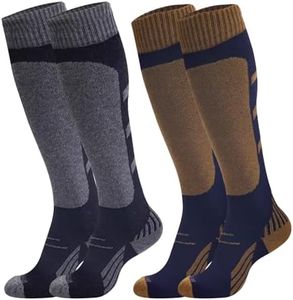 gyprprer Merino Wool Ski Socks for Men & Women,Thermal Winter Warm Thick Knee High Snow Socks for Skiing, Hiking, Cycling & Winter Sports Grey and BrownL