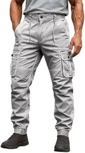 Febteebou Cargo Pants for Men Workout Joggers Stretch Sweatpants Hiking Drawstring Tactical Pants with Multi Pockets