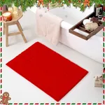 GRANNY SAYS Christmas Bathroom Rug, 20" X 32" Bath Rugs for Bathroom, Microfiber Cute Bath Mats, Washable Rug for Bath Tub, Bathroom Mat Non-Slip, Christmas Decorations Indoor, Christmas Red