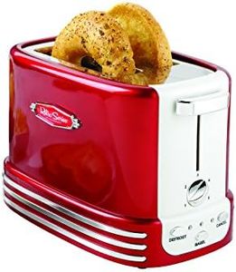 Nostalgia New and Improved Wide 2-Slice Toaster Perfect for Bread, English Muffins, Bagels, 5 Browning Levels, with Crumb Tray & Cord Storage, Retro Red