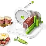 Starfrit Deli Slicer - Slices Meat, Cheese, Bread - 6.5" Stainless Steel Blade - Adjustable Thickness Knob - Nestable for Easy Storage | 2-in-1 Fruit and Vegetable with Bonus Peeler