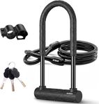 Heavy Duty Bike U Lock - Super Strong 12 Ton Shear, 20mm U Shape Lock Anti-Theft Silicone Covered Keyhole with Sliding Cover 4ft Steel Cable with Mounting Bracket and 3 Keys (L)