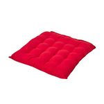 HOMESCAPES - Seat Pad - Red - 40 x 40 cm - Indoor - Garden - Dining - Chair Cushion with a Button Tie Handle to fix to Chair - 100% Cotton - Well Filled - Easy Care - Washable At Home