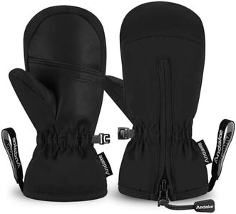 Andake Kids Ski Mittens Gloves Waterproof&Breathable Winter Warm Snow Gloves for Ages 1-10 Toddler Baby Girls and Boys(Black,XXS(Fits 3-6Y))