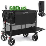 Hikenture Double Decker Wagon, 400L Extra Large Wagon Cart Foldable, 500LBS Heavy Duty Folding Wagon with Tailgate, Utility Collapsible Wagon for Sports, Beach Wagon with Big Wheels for Sand