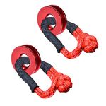 2 Sets RED Recovery Snatch Ring + UHMWPE 1/2 Inch Synthetic Soft Shackle Winch Rope with Protective Sleeve for Sailing SUV ATV UTV 4X4 Towing Truck Climbing Boating