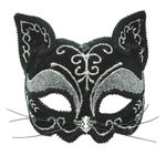 Black Cat Decorative Eye Mask On Headband, 1 Pc. - Captivating Design, Perfect Accessory for Costume Parties, Halloween, Carnival, Photoshoots, & More