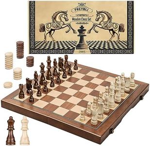 FREYBLI Echiquier Magnetique, Fait Main Pliable Jeux D'Échecs, 15 in Portable Chess Board Voyage 2 en 1