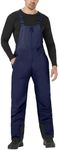 WULFUL Mens Insulated Snow Bibs Waterproof Winter Ski Pants Snowboarding Overalls, Navy