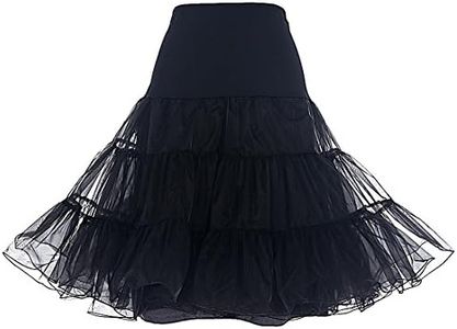 DRESSTELLS Women's Vintage Rockabilly Petticoat Skirt Tutu 1950s Underskirt Black