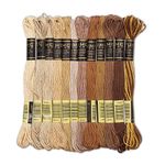 UMC STAG 12 Pieces Brown Tones | Premium Embroidery Thread | Egyptian Cotton Premium Skeins | Cross Stitch Embroidery Floss | Oeko TEX Certified Stranded Cotton (Brown Tones)