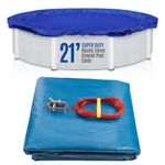 SET SunSolar Energy Technologies- Super Duty Series Above Ground Solid Pool Cover for 21 Foot Round Swimming Pool - Winter Pool Cover with Sturdy Cable and Winch 15-Yr Guarantee