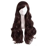 MapofBeauty Charming Women's Long Curly Full Hair Wig (Dark Brown)